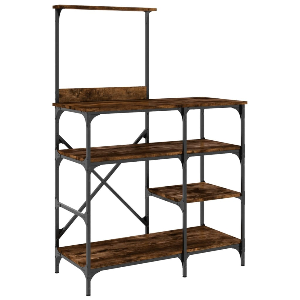 vidaXL Étagère de boulanger Chêne fumé 90x40x132 cm Bois d'ingénierie et métal