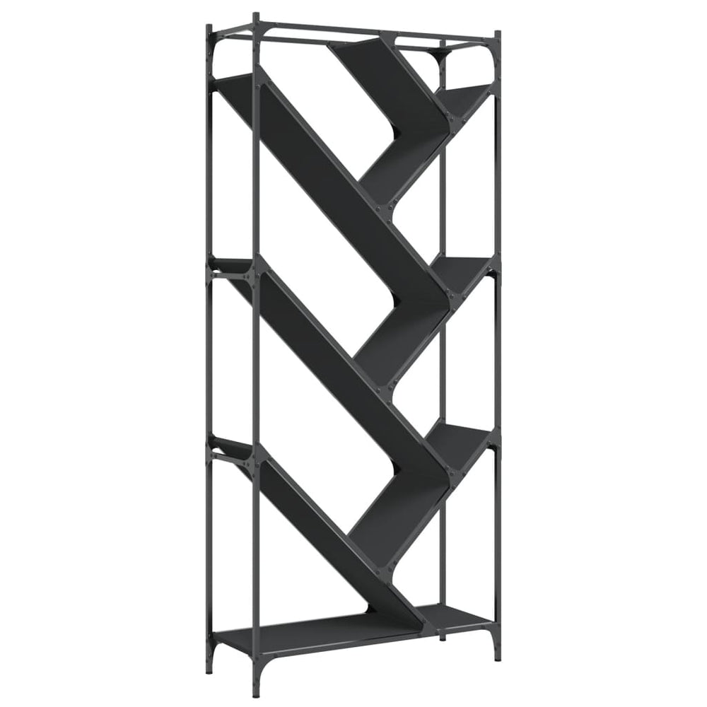 vidaXL Bibliothèque noire 79x30x180 cm Aggloméré et métal