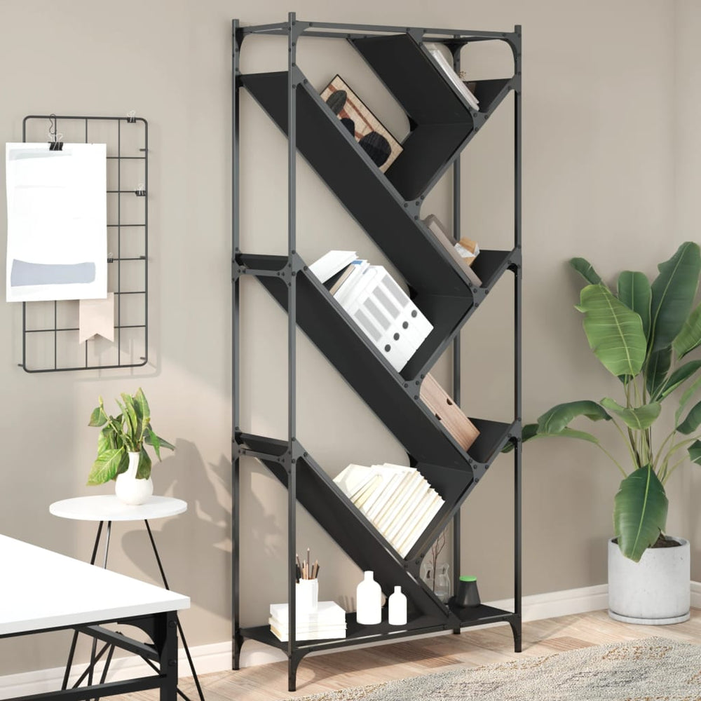 vidaXL Bibliothèque noire 79x30x180 cm Aggloméré et métal