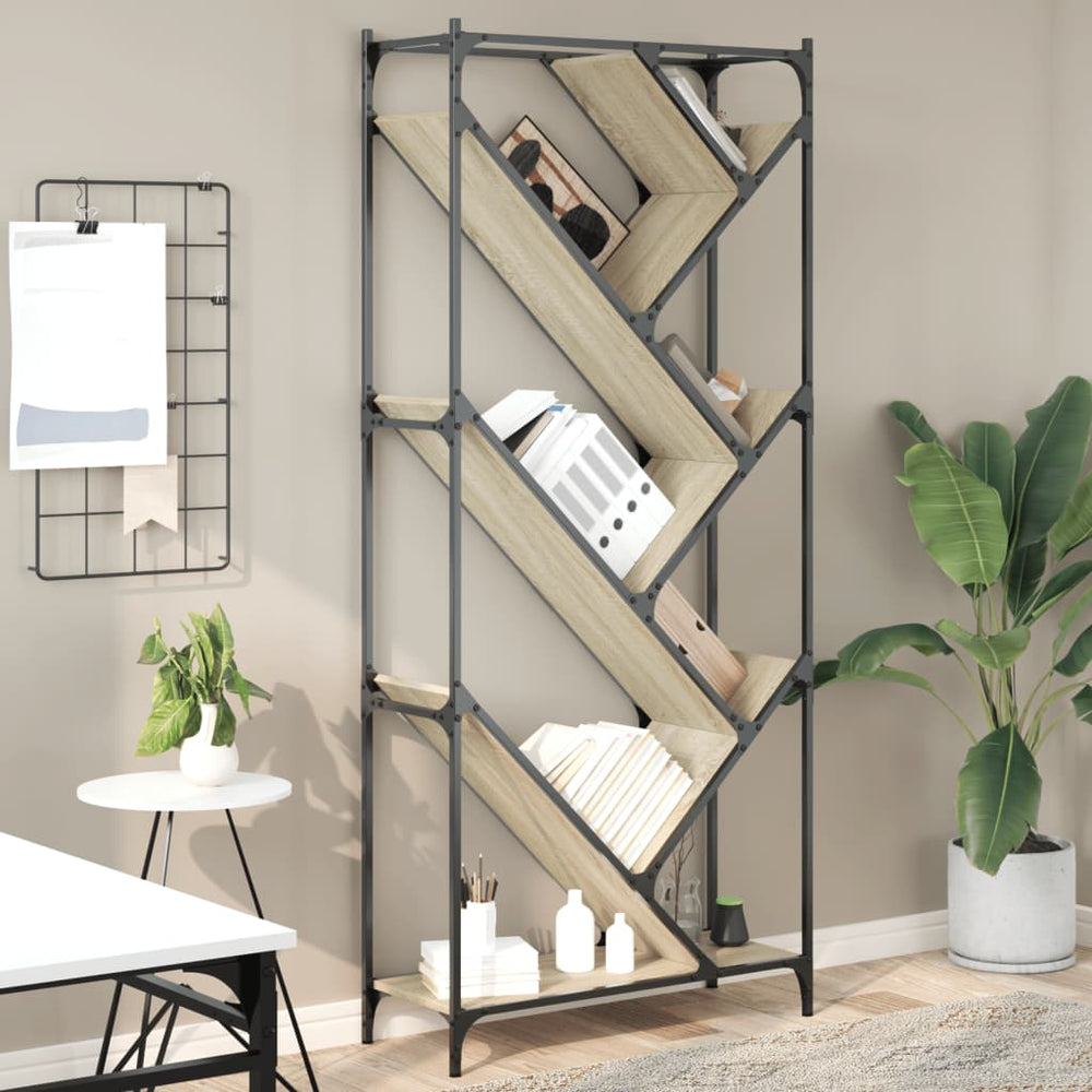 vidaXL Étagère à livres chêne Sonoma 79x30x180 cm aggloméré et métal