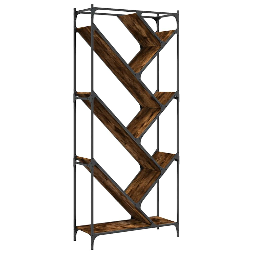 vidaXL Bibliothèque Chêne fumé 79x30x180 cm Bois d'ingénierie et métal