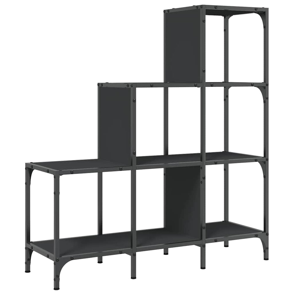 vidaXL Bibliothèque noire 92x30x102 cm en bois d'ingénierie et métal