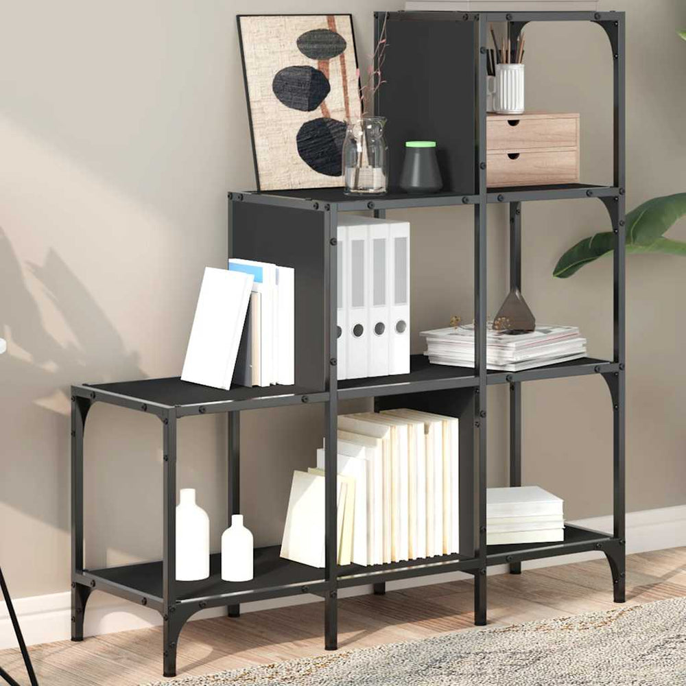 vidaXL Bibliothèque noire 92x30x102 cm en bois d'ingénierie et métal