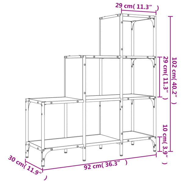 Bücherregal Grau Sonoma 92x30x102 cm
