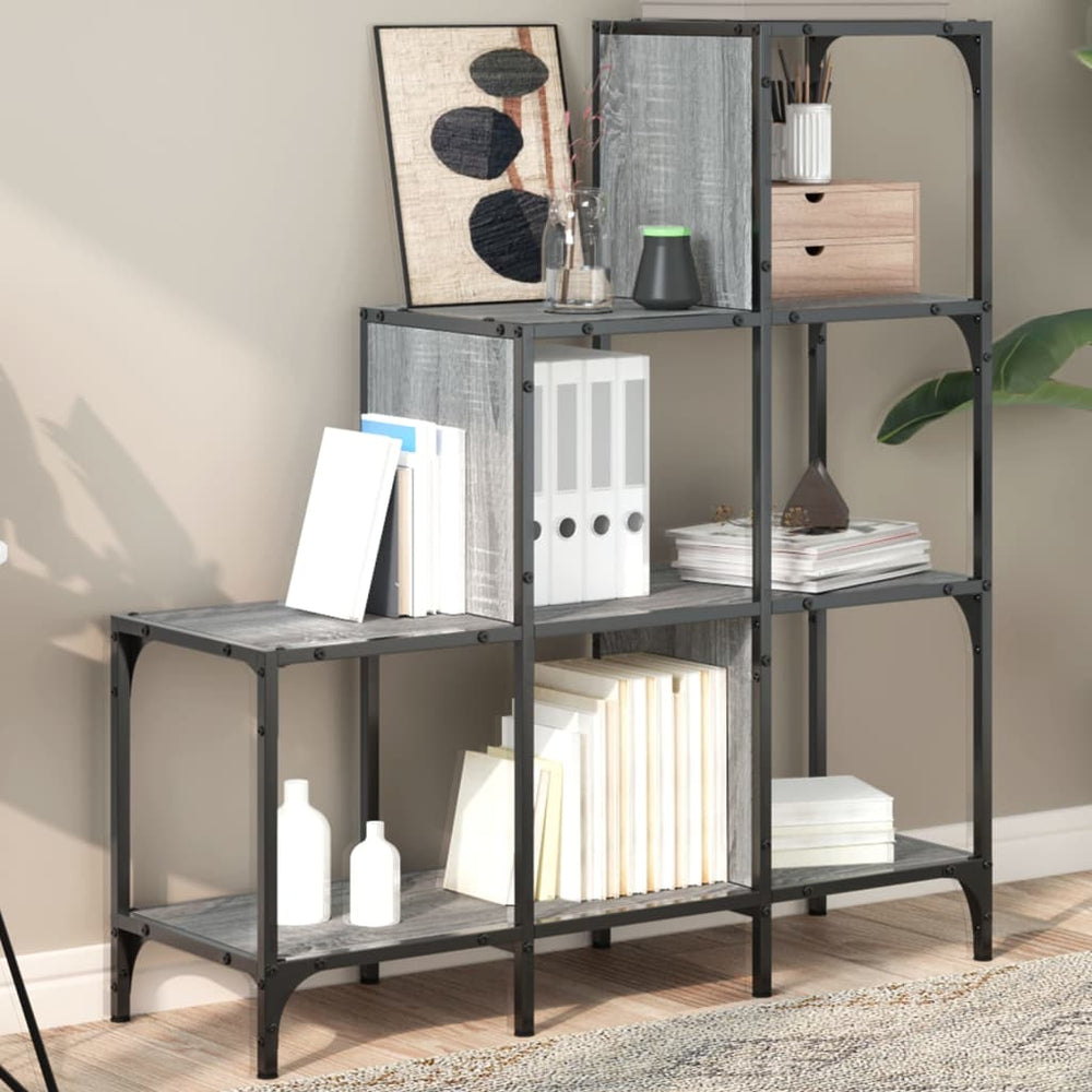 vidaXL Bibliothèque gris sonoma 92x30x102 cm bois d'ingénierie et métal