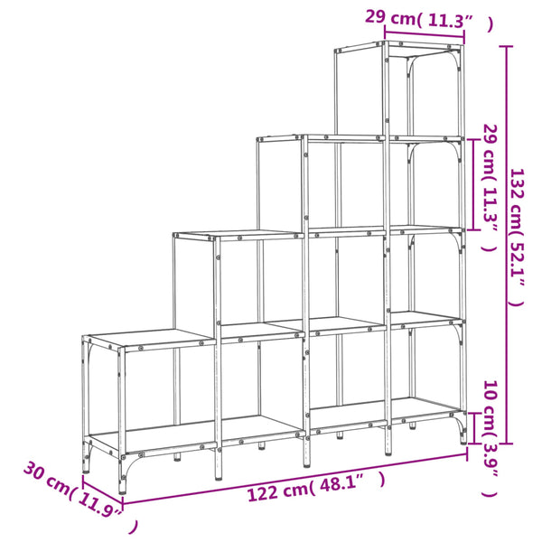 Bücherregal Grau Sonoma 122x132 cm