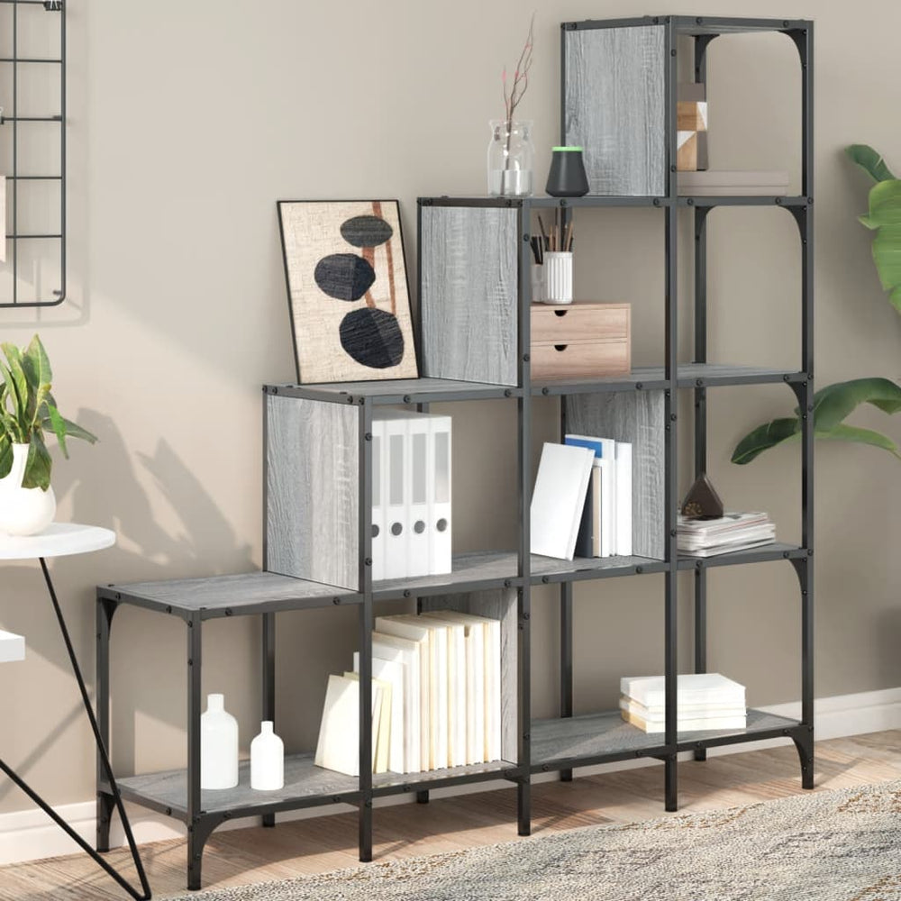 vidaXL Bibliothèque gris Sonoma 122x30x132 cm bois d'ingénierie et métal