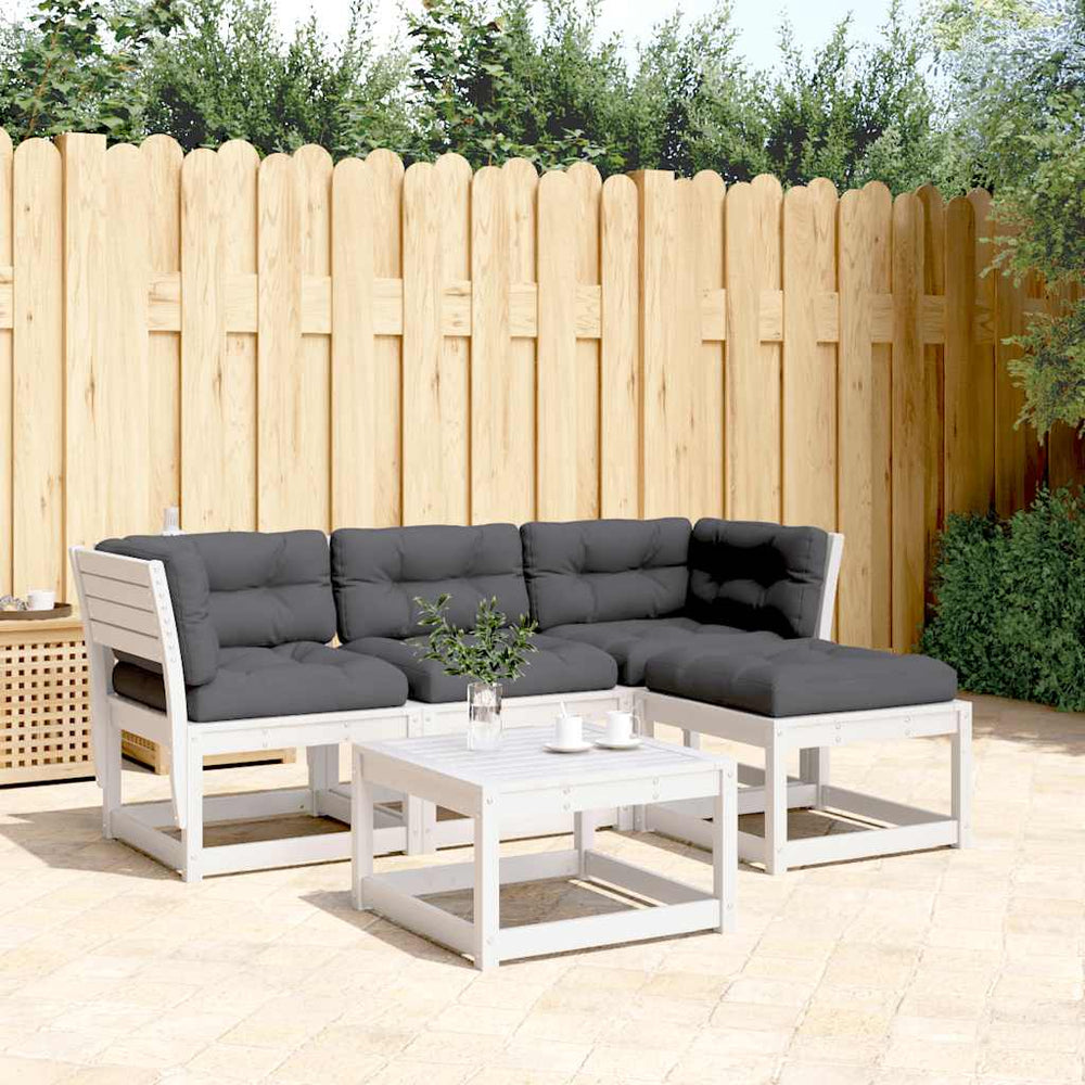 4-tlg. Garten Lounge Set Kiefer Massivholz Weiß