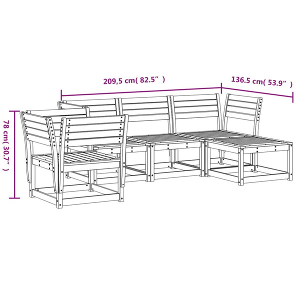 5-tlg. Garten Lounge Set Wachsbraun Kieferholz