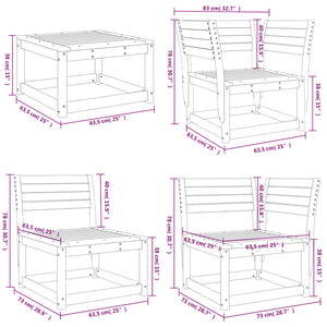 5-tlg. Garten Lounge Set Wachsbraun Kieferholz