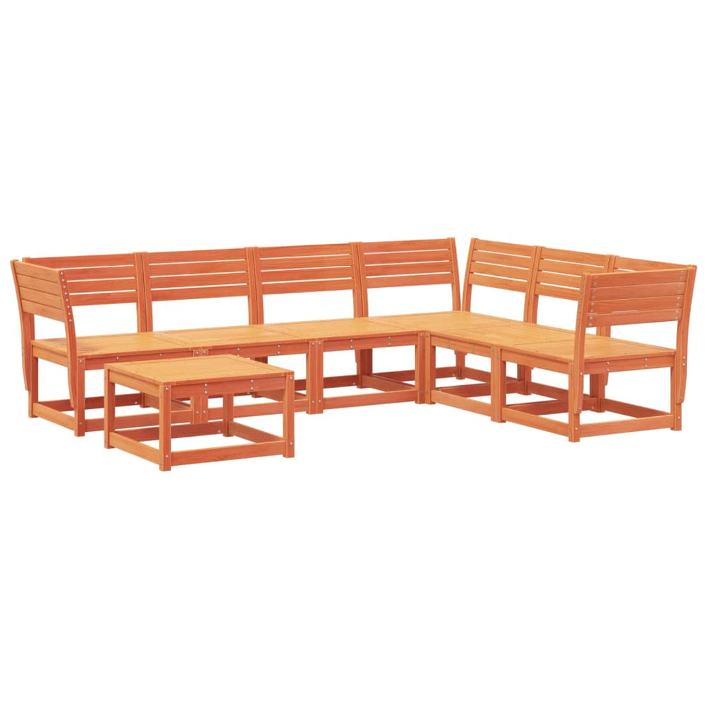 7-tlg. Garten Lounge Set Wachsbraun Kieferholz