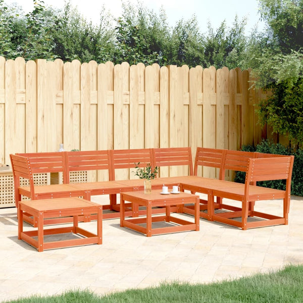 7-tlg. Garten Lounge Set Wachsbraun Kieferholz