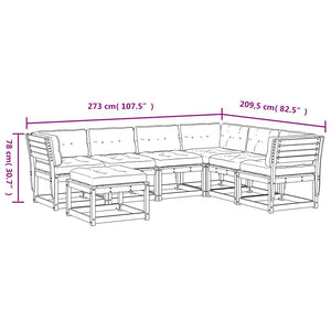 7-tlg Garten Lounge Set Kiefer Massivholz Wachsbraun