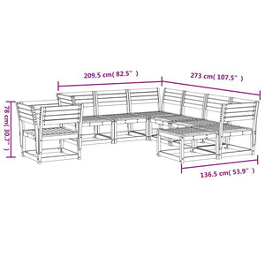 8-tlg. Garten Lounge Set Wachsbraun Kiefer Massivholz