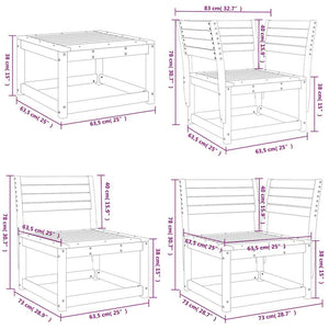 8-tlg. Garten Lounge Set Wachsbraun Kiefer Massivholz