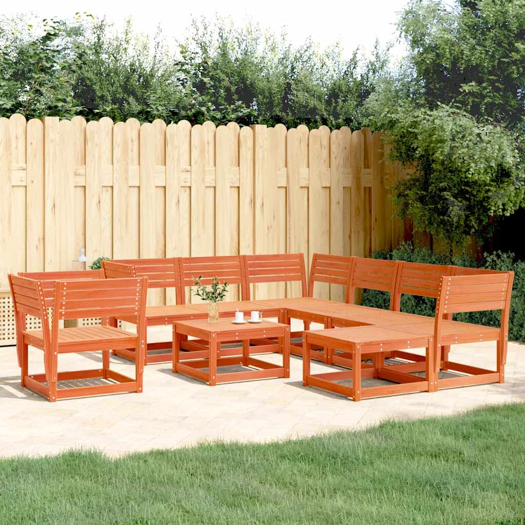 8-tlg. Garten Lounge Set Wachsbraun Kiefer Massivholz