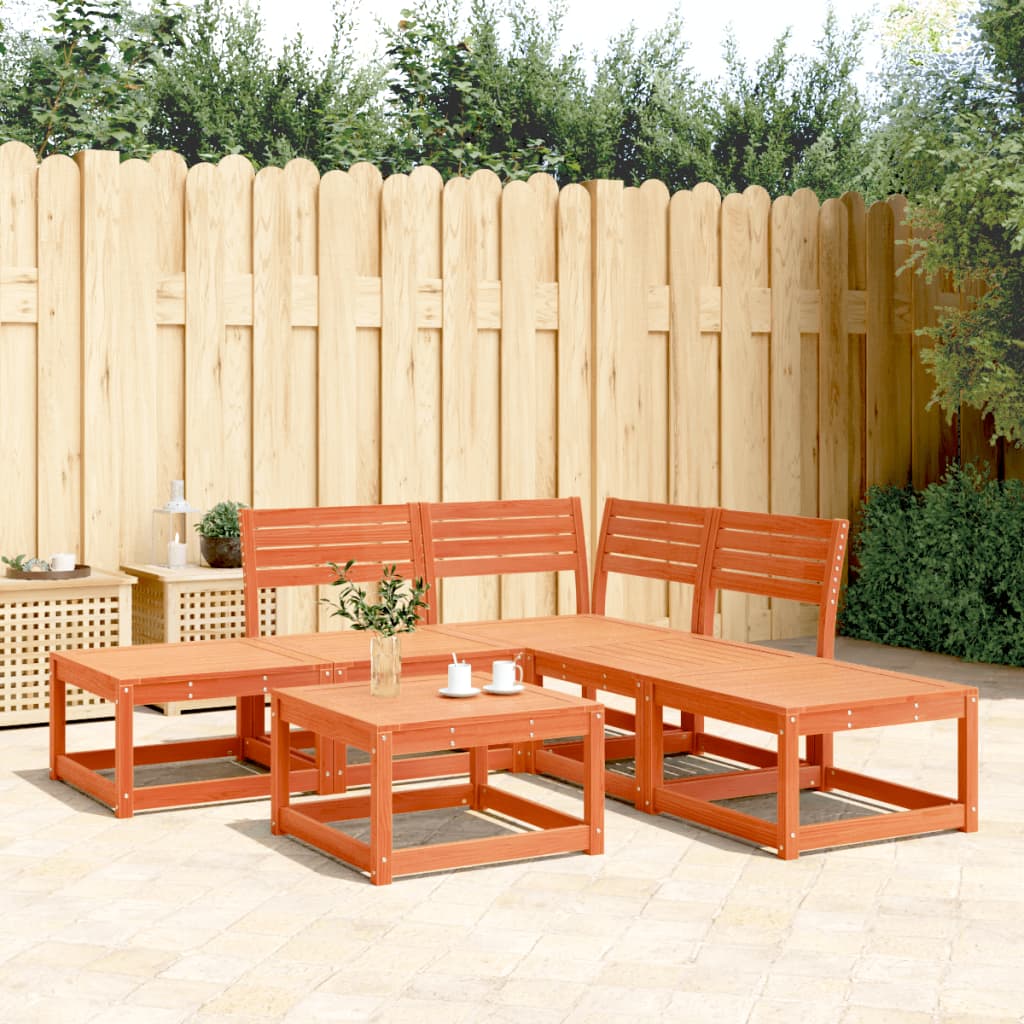 vidaXL Ensemble de canapé de jardin 5 pcs Bois de pin massif marron ciré