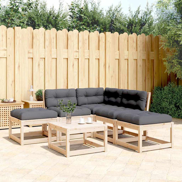 vidaXL Salon de jardin 5 pièces avec coussins, bois de pin massif