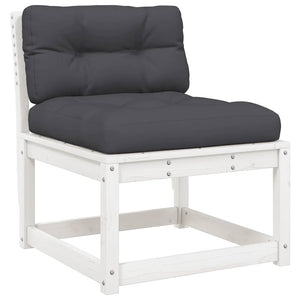 vidaXL Salon de jardin 5 pièces avec coussins Blanc Bois de pin massif