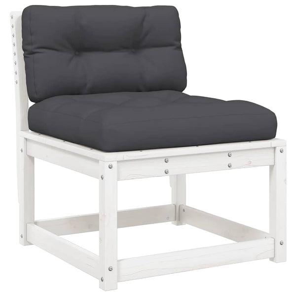 vidaXL Salon de jardin 5 pièces avec coussins Blanc Bois de pin massif