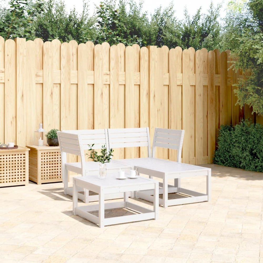 vidaXL Ensemble de canapés de jardin 3 pièces Blanc Bois de pin massif