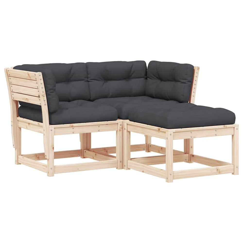 vidaXL Salon de jardin 3 pcs avec coussins Bois de pin massif