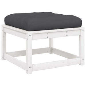 vidaXL Salon de jardin 3 pièces avec coussins Blanc Bois de pin massif