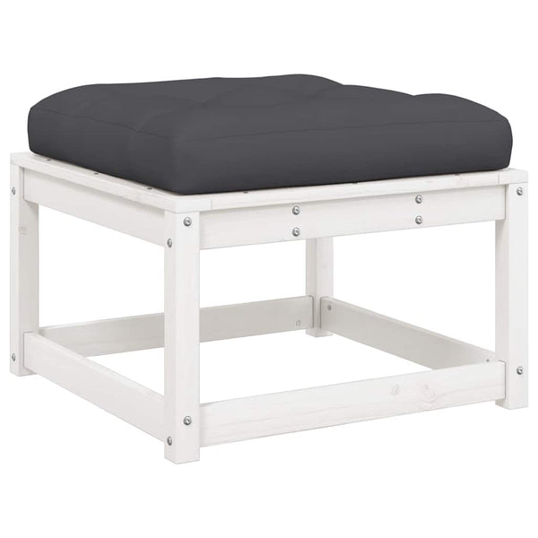 vidaXL Salon de jardin 3 pièces avec coussins Blanc Bois de pin massif
