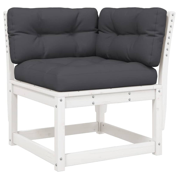 vidaXL Salon de jardin 3 pièces avec coussins Blanc Bois de pin massif
