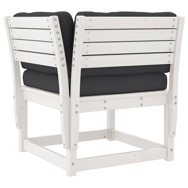 vidaXL Salon de jardin 3 pièces avec coussins Blanc Bois de pin massif