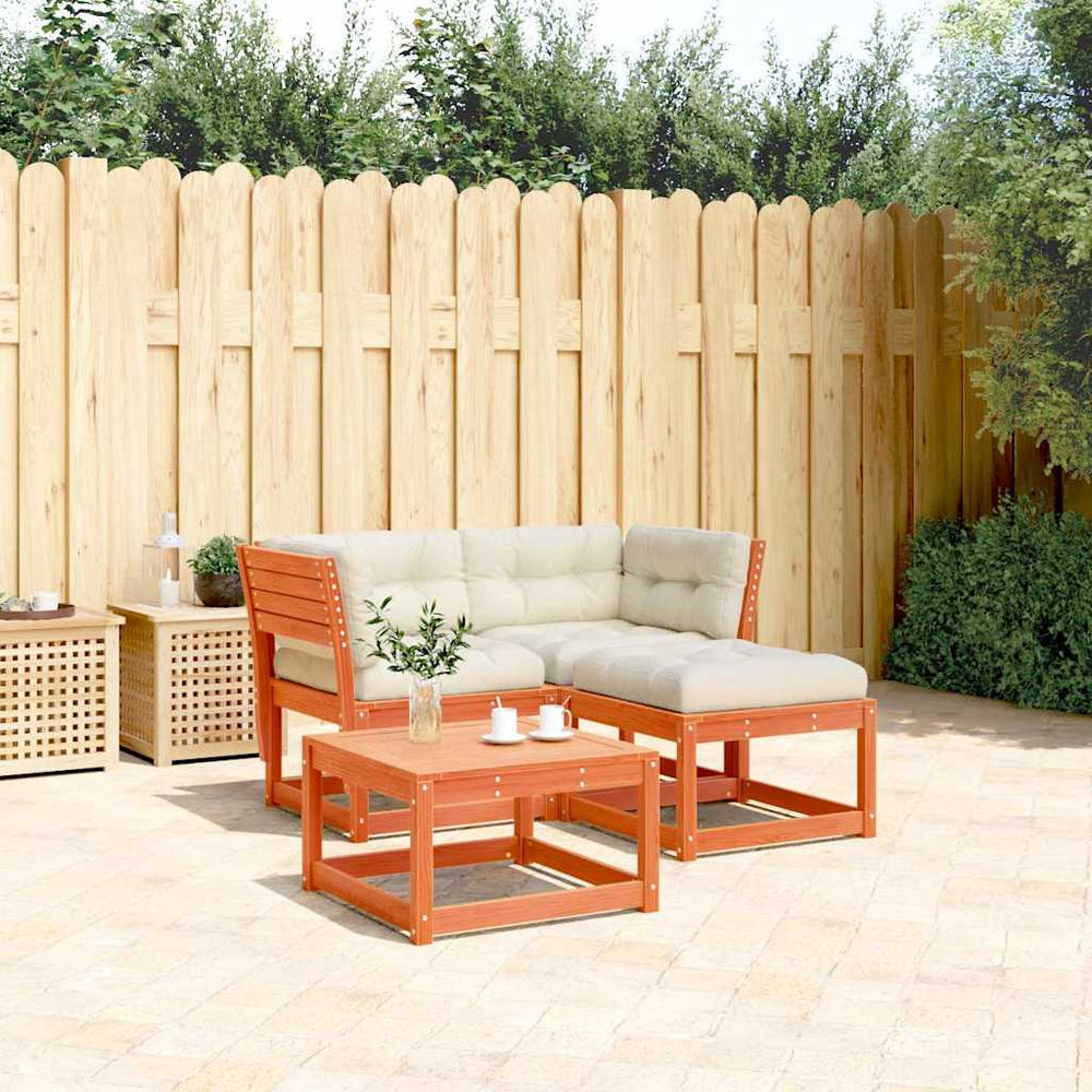 3-tlg. Garten Sofagarnitur Kiefernholz Wachsbraun