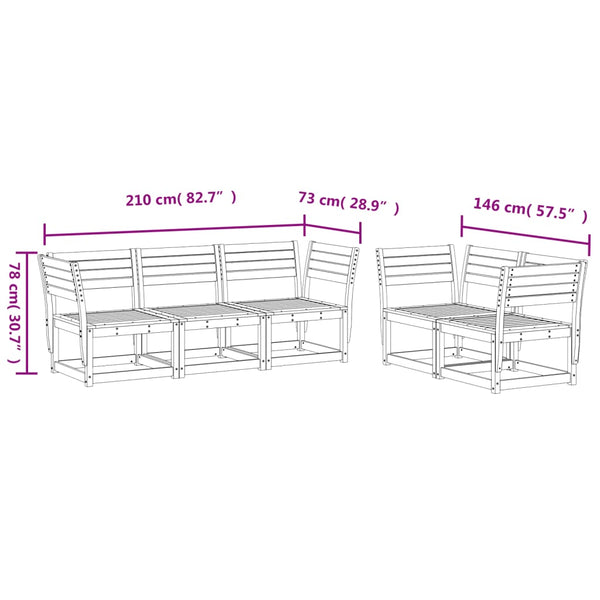 vidaXL Salon de jardin 5 pcs en bois de pin imprégné