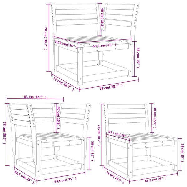 vidaXL Salon de jardin 5 pcs en bois de pin imprégné