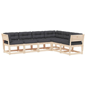 vidaXL Salon de jardin 6 pcs avec coussins Bois de pin massif