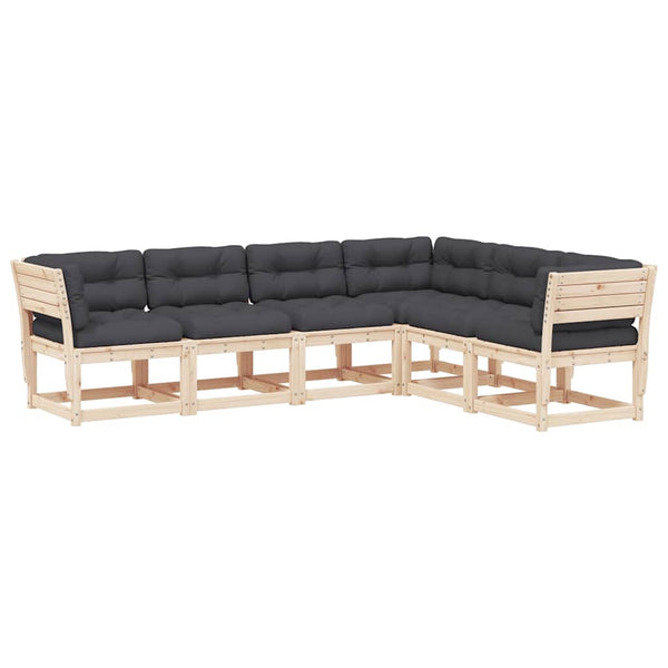 vidaXL Salon de jardin 6 pcs avec coussins Bois de pin massif