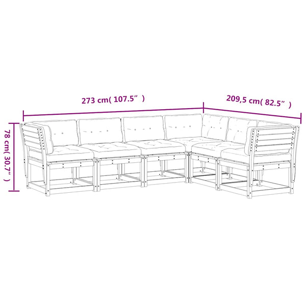 vidaXL Salon de jardin 6 pcs avec coussins Bois de pin massif