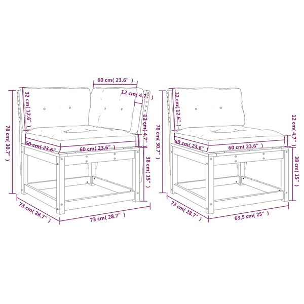 vidaXL Salon de jardin 6 pcs avec coussins Bois de pin massif