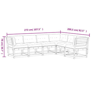 vidaXL Salon de jardin 6 pcs avec coussins Blanc Bois de pin massif