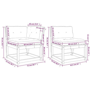 vidaXL Salon de jardin 6 pcs avec coussins Blanc Bois de pin massif