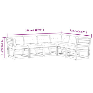 vidaXL Salon de jardin 6 pcs avec coussins marron ciré Bois de pin