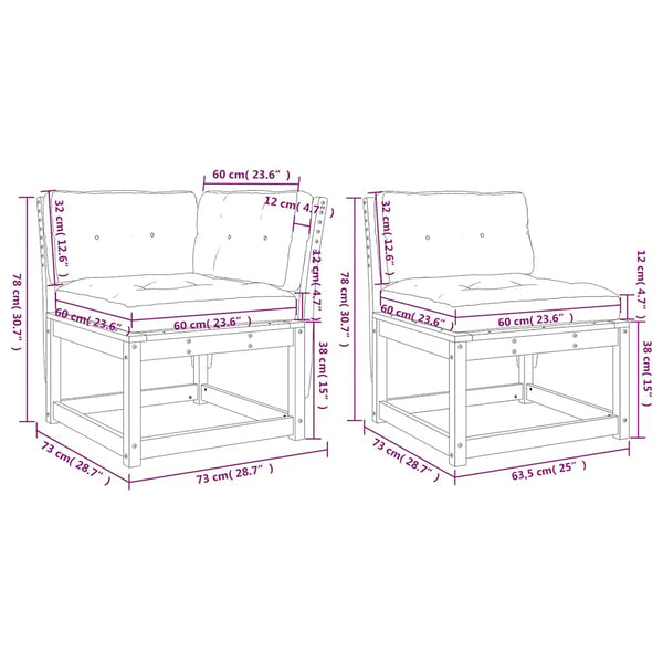vidaXL Salon de jardin 6 pcs avec coussins marron ciré Bois de pin