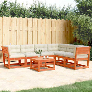 vidaXL Salon de jardin 6 pcs avec coussins marron ciré Bois de pin