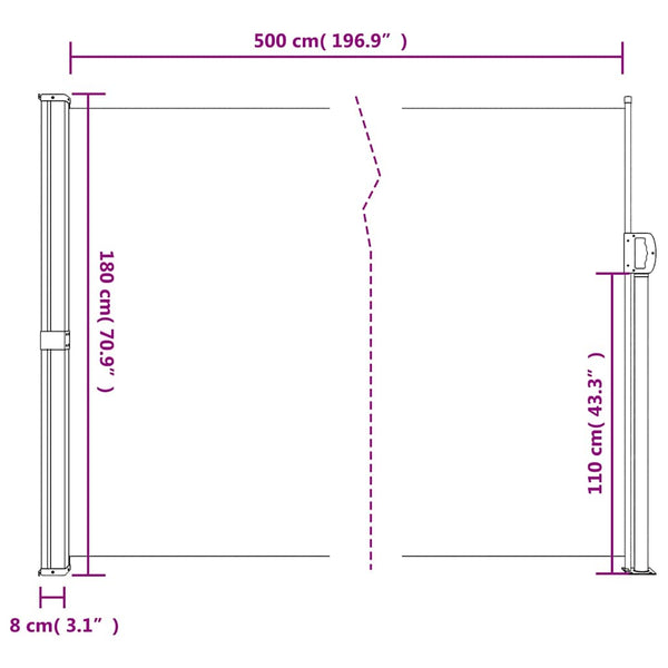 Seitenmarkise Ausziehbar Braun 180x500 cm