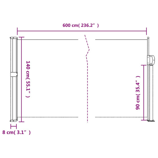 Ausziehbare Seitenmarkise Creme 140x600 cm