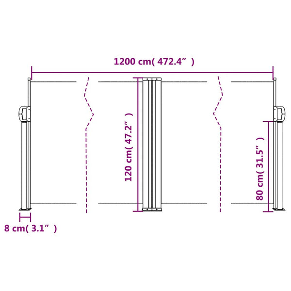 Ausziehbare Seitenmarkise Braun 120x1200 cm