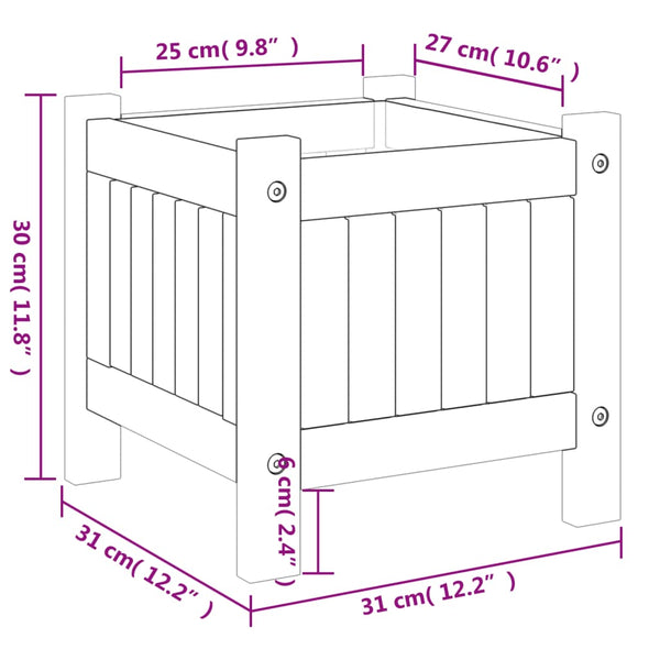 Akazie Pflanzkübel mit Einsatz 31x31x30cm