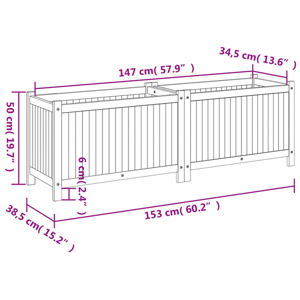 Akazie Pflanzkübel mit Einsatz 153cm