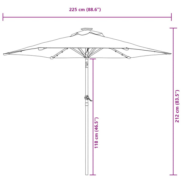 LED Sonnenschirm Anthrazit 225x225 cm