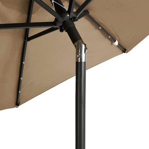 LED Sonnenschirm Taupe 225x225 cm