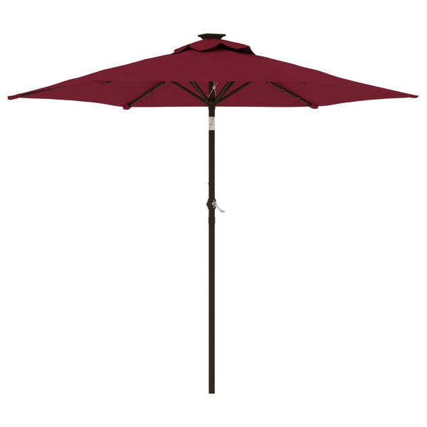 vidaXL Parasol avec LED et mât en acier Rouge bordeaux 225x225x212 cm